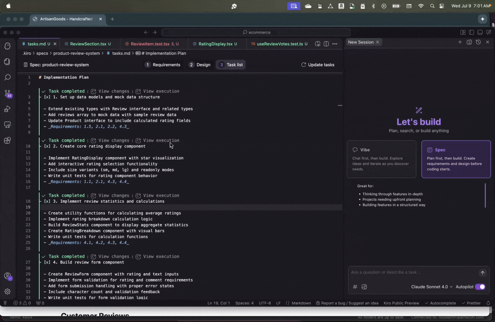 ArtisanGoods 产品页面,评论可按日期或评分排序,并可按星级筛选。